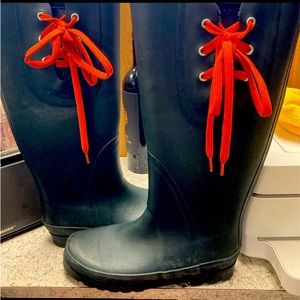 J CREW SHOES BLUE RAIN BOOTS SIZE 6